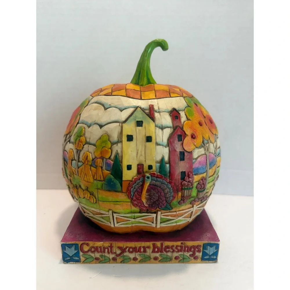 Jim Shore Heartwood Creek Count Your Blessings Pumpkin Figurine  Fall Decor 2004